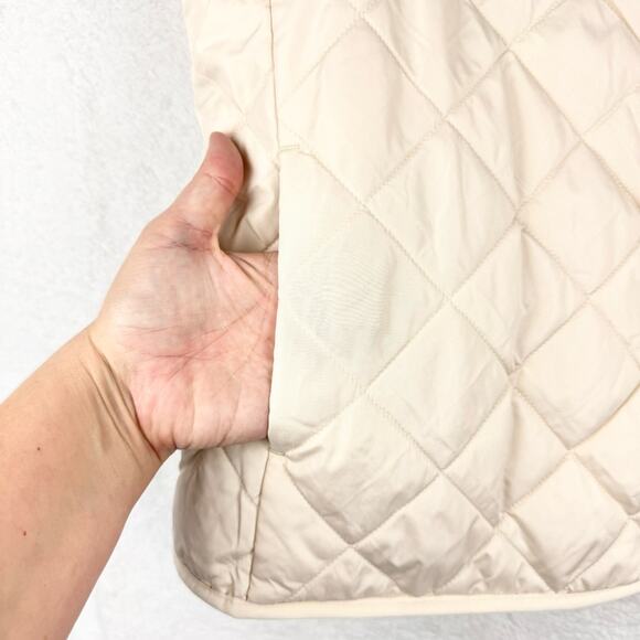 J. Crew Reversible Teddy Sherpa Puffer Vest With PrimaLoft Cream Size L Preppy - Picture 11 of 16